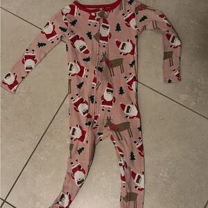 Carter's Pink Santa and Reindeer Footie
